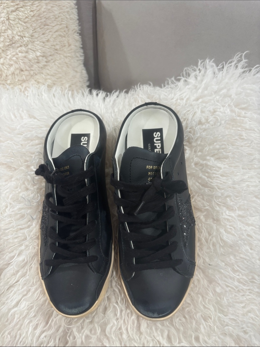 Golden Goose Black Leather Superstar Sabot Sneaker with Gold-Toned Sole l - Picture 6 of 8